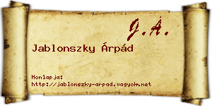 Jablonszky Árpád névjegykártya