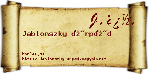Jablonszky Árpád névjegykártya