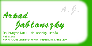 arpad jablonszky business card
